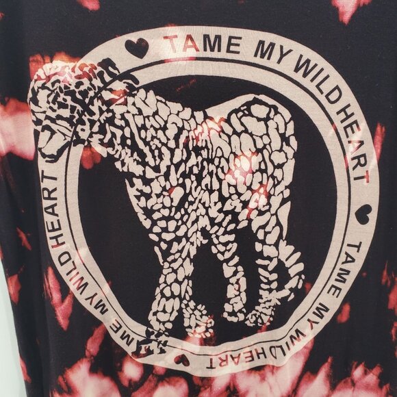 Divided Womens Black Pink Tie Dyed Tiger Crop Top Size 2 Upccyled Bleached Y2K - Picture 4 of 9